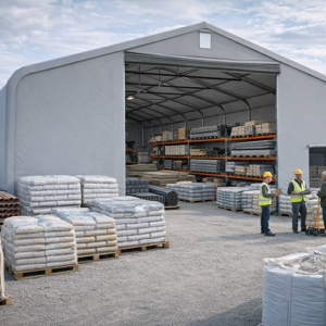 Capannone di magazzino 10x20 m, PVC grigio, titanio